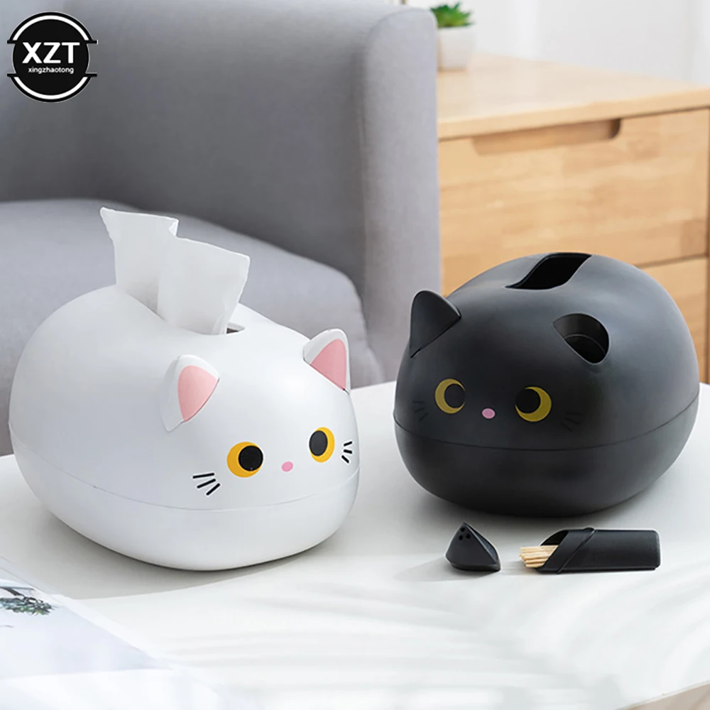 Tissue Box Kawaii Cat Tissue Box Kitchen Napkin Storage Box Wc Paper Container Desktop Toilet Paper Holder Nordic Style Home Decoration