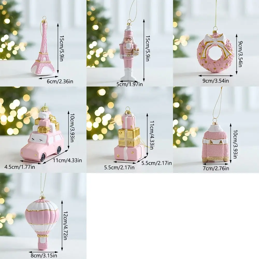 Gift Box Pink Christmas Hanging Decoration Plastic Wreath Car Xmas Ornament Ball Shopwindow Soldier Xmas Baubles Scene Making