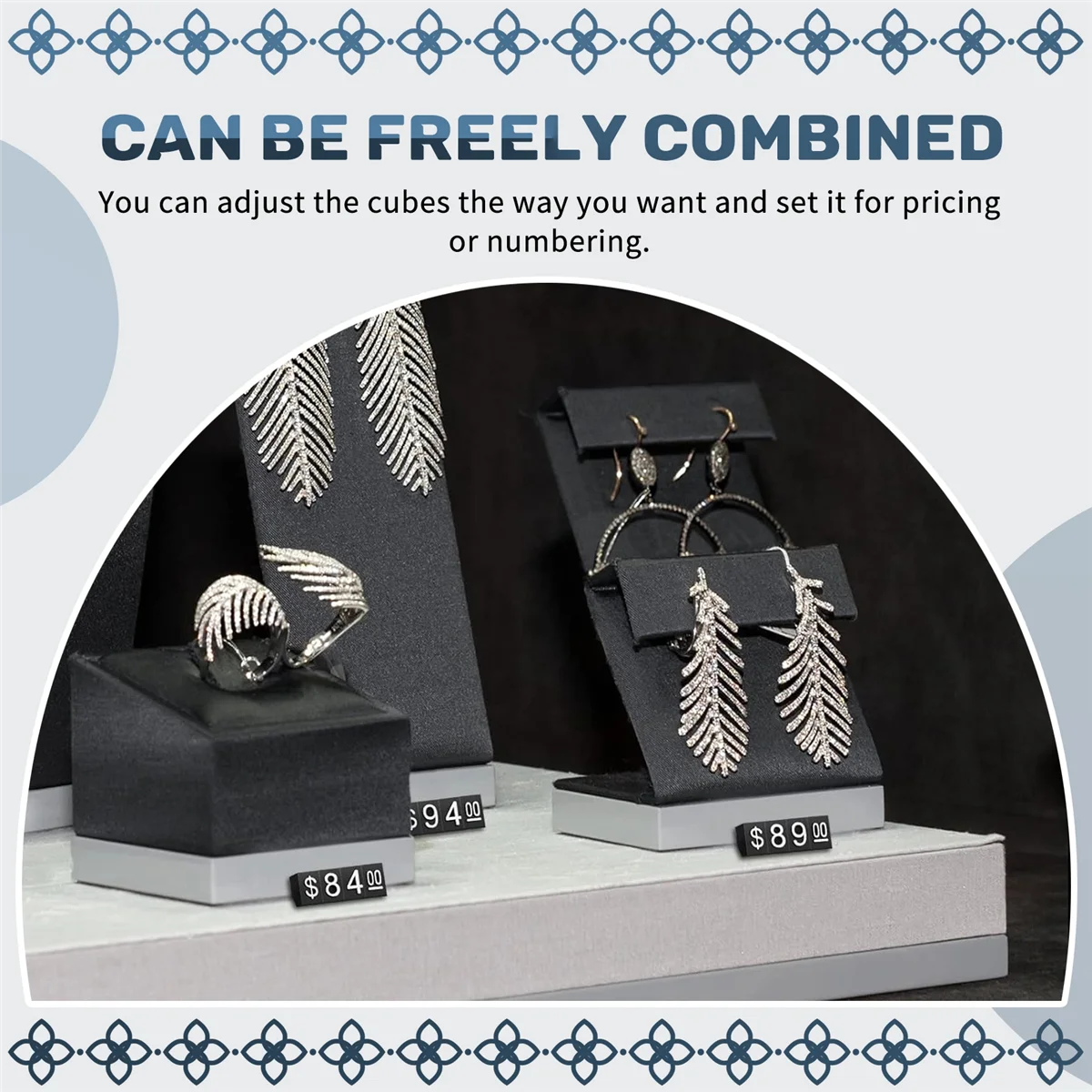 Newest 30Sets Plastic Cubes Price Display Tags Adjustable Number Stand Frame Label Shop