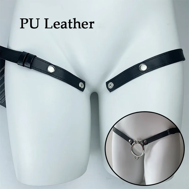PU Leather Adjustable Chastity Auxiliary Strap Male Chastity Cage Anti-Removal Device Cage Accessories Adult Sex Toys