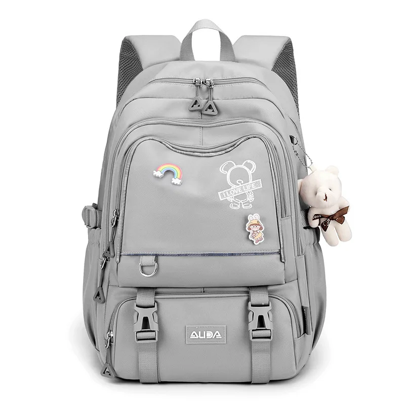 Kids Backpack For School Children Solid Color Primary Backpack Teenage Girls School Bags Shoulder Bag Waterproof Nylon Bagpack 6
