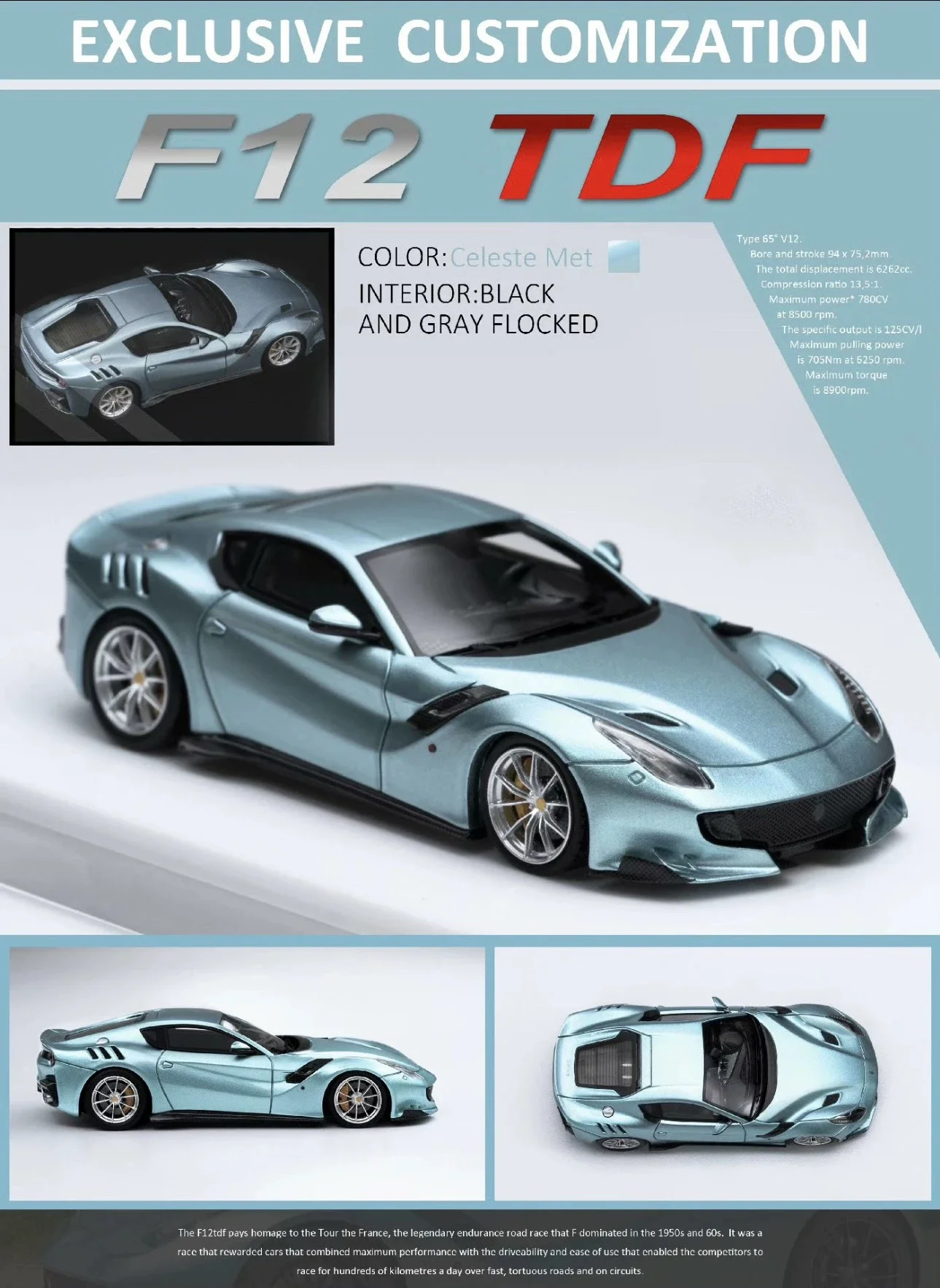 1/64 TOC×Fuelme フェラーリ F12 TDF FuelMe X TOC 1:64 Limited Edition Resin Car Model Ferrari F12 TDF