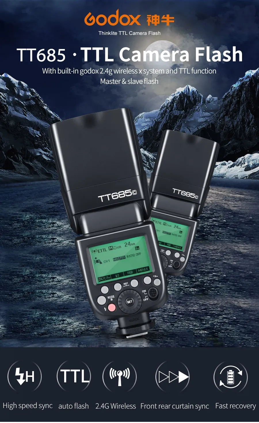 Godox TT685 TT685C TT685N TT685S TT685F TT685O TTL HSS Camera Flash Speedlite fo