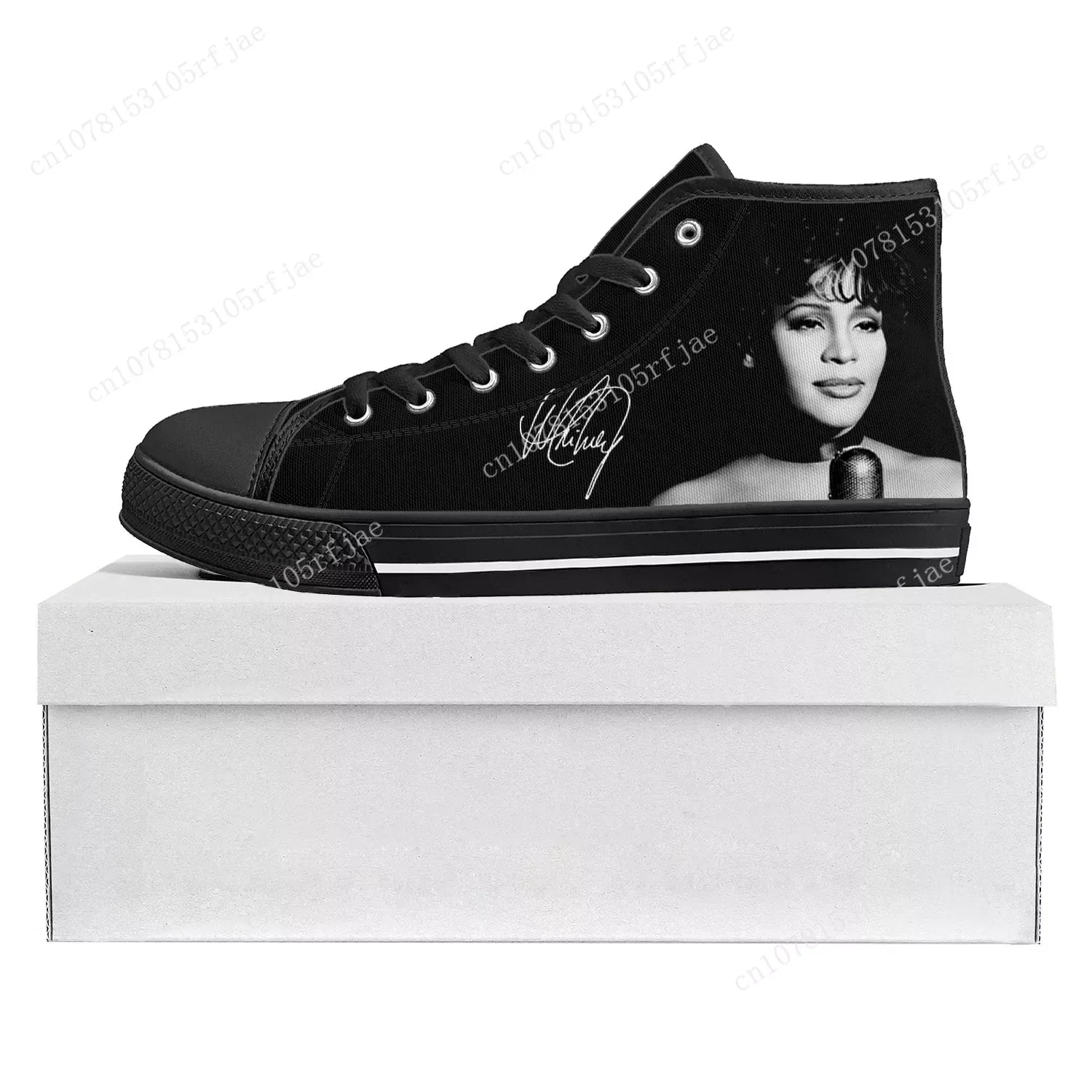 Whitney Houston Pop Singer High Top High Quality Sneakers Mens Womens Teenager Canvas Sneaker Casual Couple Shoes Custom Shoe 2