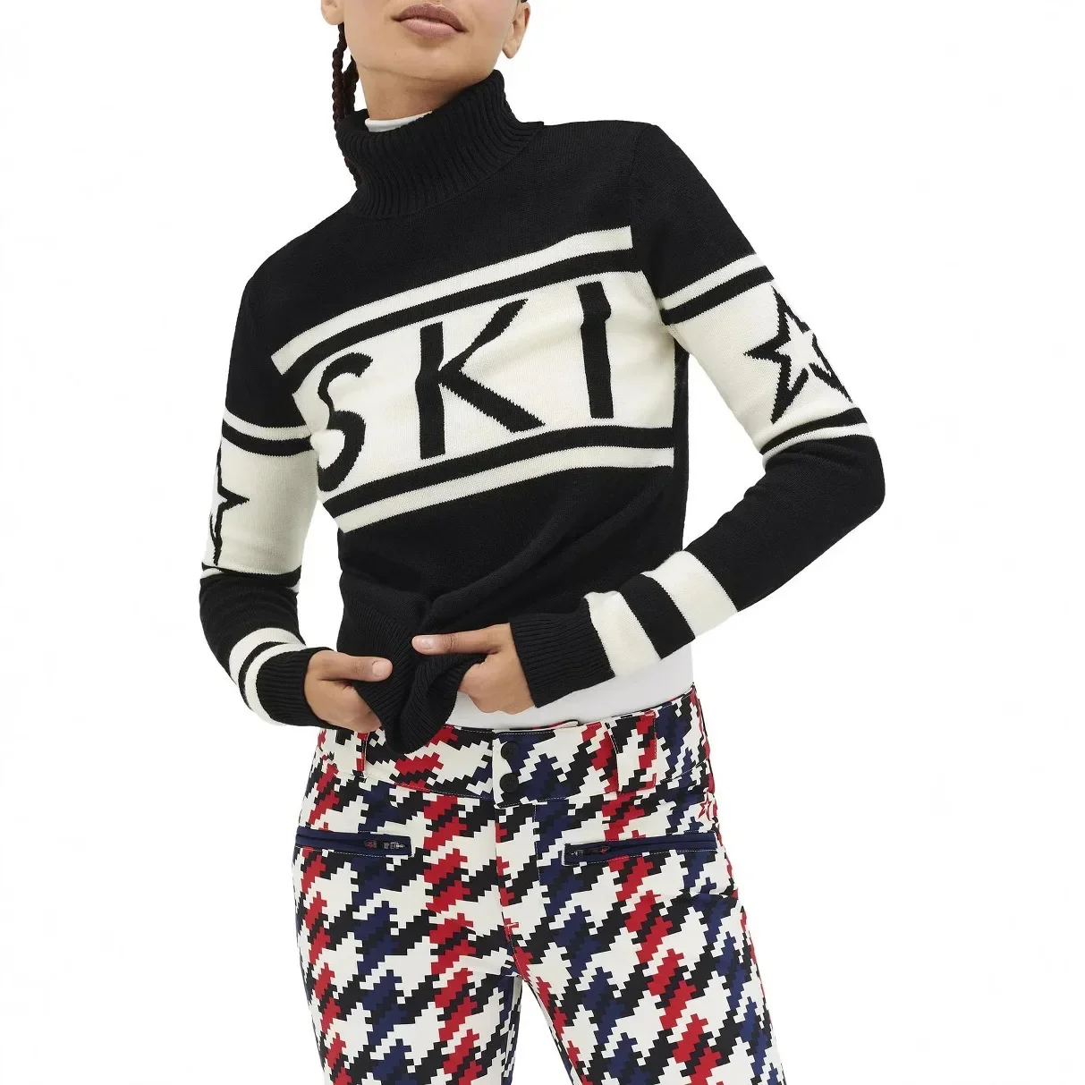 Autumn/Winter New Knitted Sweater Jacquard Letter Stripe Turtleneck Top Slim Versatile Soft Warm Couple Model Women's Sweater 6