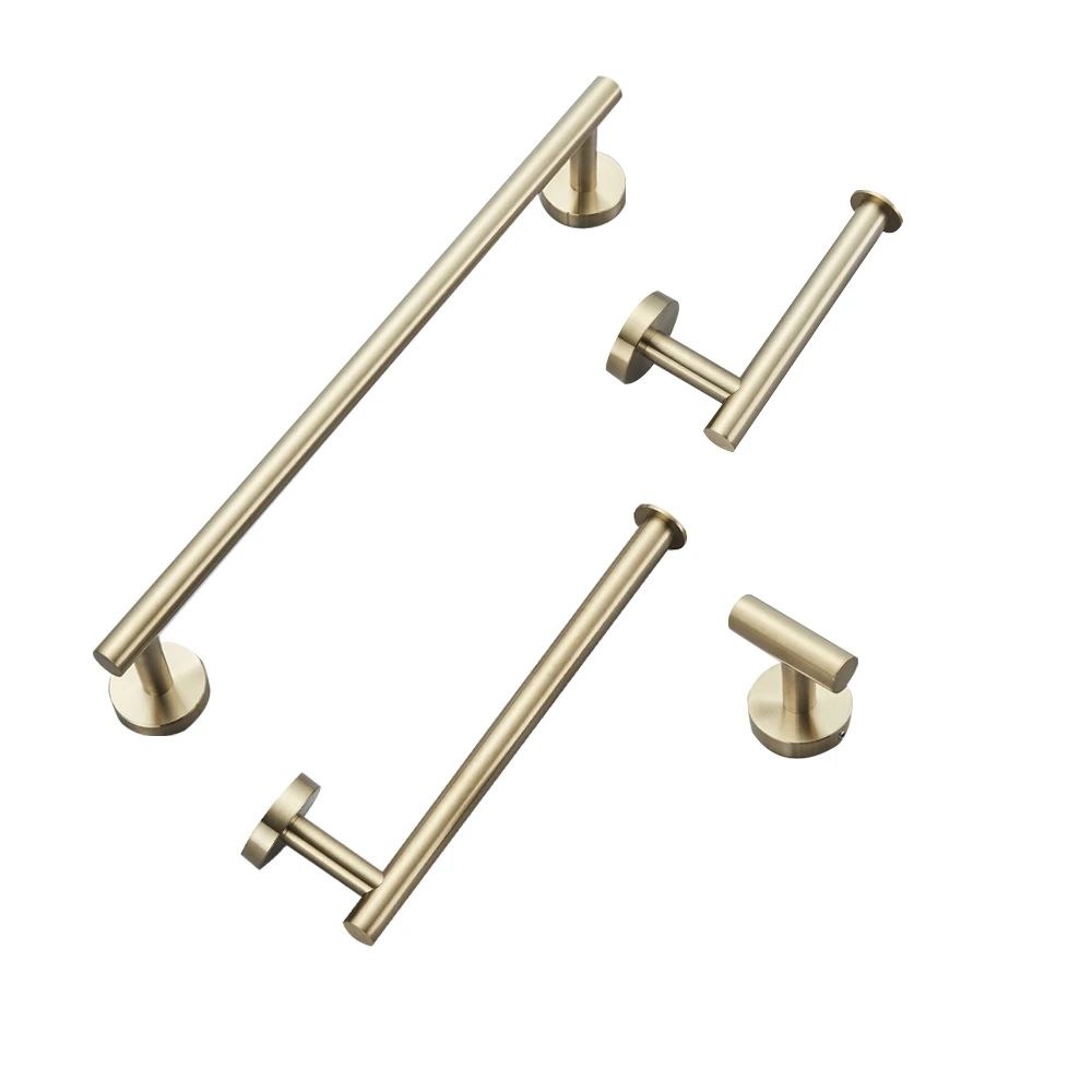 Brushed Gold Bathroom Accessories Set No Drill Towel Rack Stainless Steel Wall-mounted Robe Hook Paper Holder towel rack towel holder bathroom hardware set towel hooks