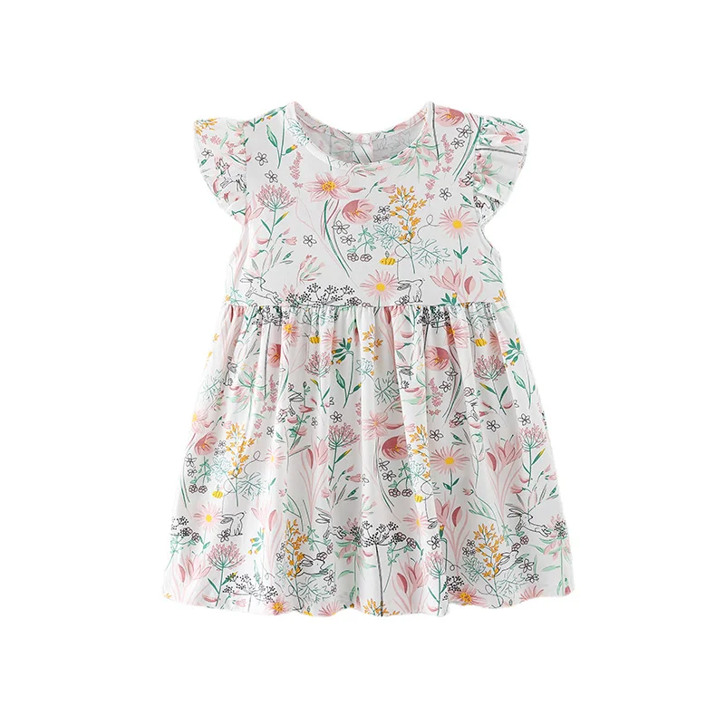 Jumping Meters 2-7t Summer Floral Print Princess Girls Dresses Cotton ...