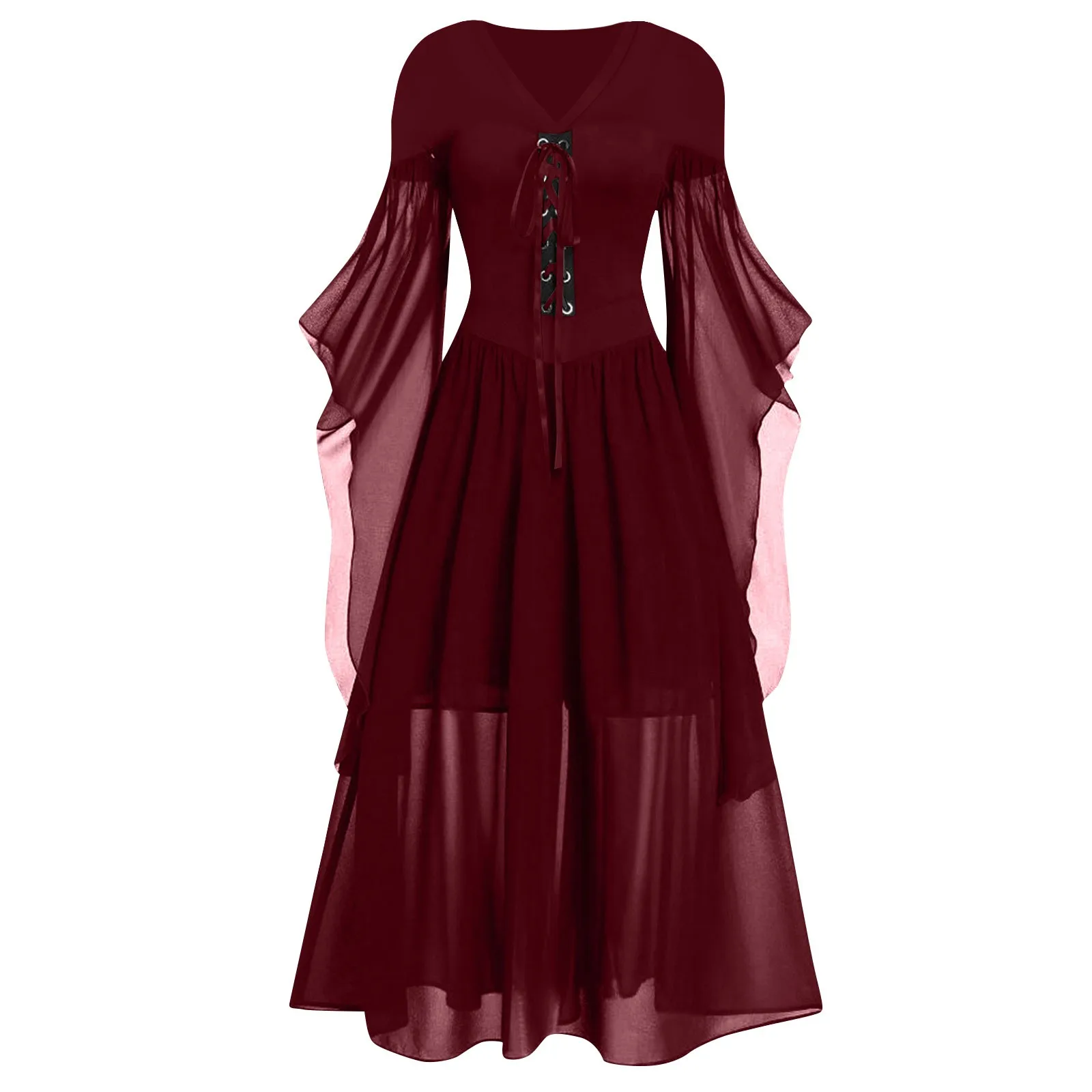 Cocktail Dresses for Women Plus Size Fashion Gothic Style Vintage Midi Dress  Croset Long Flare Sleeve A Line Party Dress Auction Medieval Items (Hot  Pink, S) : : Fashion