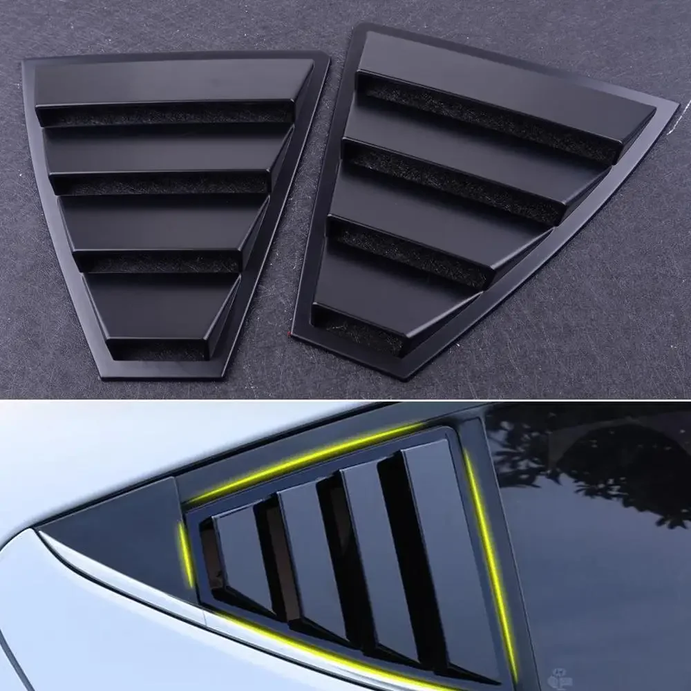 2Pcs Glossy Black Quarter Car Rear Side Window Louver Vent Cover Fit For Hyundai Elantra 2017-2019 Modification Accessories