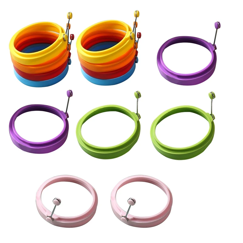 

14 Piece Round Silicone Egg Maker Pancake Mold Tool Seven-Color Egg Ring Mold For Cookings