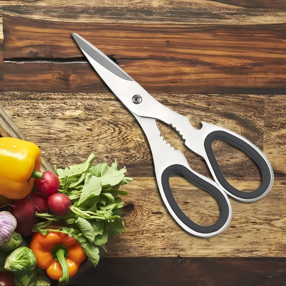 

Stainless Steel Kitchen Scissors Multi Functional Household Food Scissors Fruit and Walnut Scissors Can Open The Bottle Cap