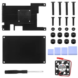 Aluminum Case with Dual Cooling System and Heatsink - Black Metal Shell (Case)