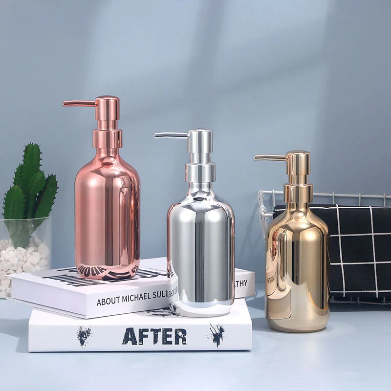 

300/500ml Electroplating Shampoo Bottle PET Press Type Lotion Empty Bottle Bathroom Shower Gel Large-Capacity Soap Dispenser New