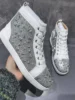 2025 New Silver Couples High Top Casual Shoes Round Toe Flat Strap Rivets Decorated Men's Women's Sports Shoe Women Single Shoes 4