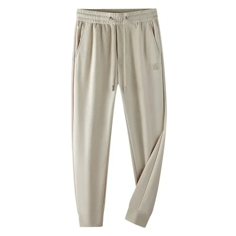 New Men's Fine Embroidered Casual Pants, Tight Fit, Tied Feet, Sporty Fashion, High end Quality, Luxury Grade