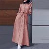 Abaya-Robe longue à rayures pour femmes musulmanes, kimono, caftan, vêtements islamiques, chemise à boutons, maxi, robe éducative, africaine