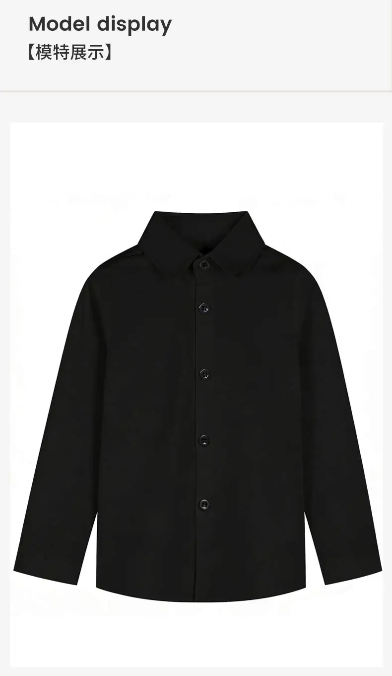 قميص رسمي للأولاد بأكمام طويلة باللونين الأسود والأبيض، بتصميم توكسيدو مع طيات أمامية وأزرار، قميص بأكمام قصيرة للأطفال لحفلات الزفاف