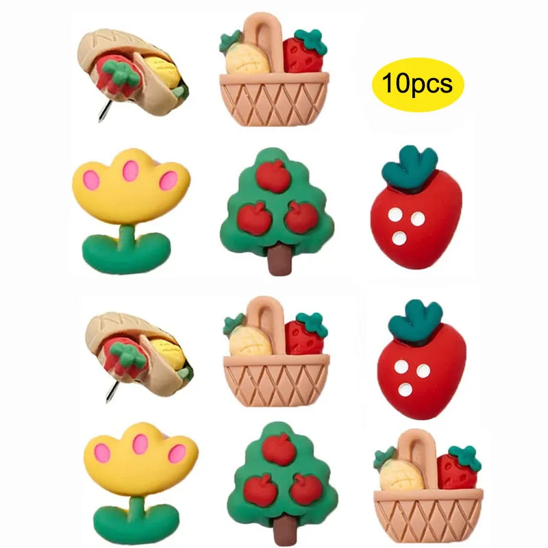 10Pcs Cartoon Push Pin Set Sughero Board Map Photo Paper File Thumbtack Decorativo Drawing Pin S Forniture Per Ufficio Decorazioni Per L'Aula