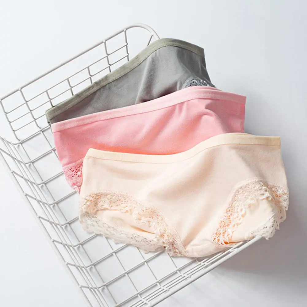 Women Underpants Slip Silk Seamless Solid Color Soft Breathable Mid Waist Elastic Butt-lifted Lady Panties Underwear Ultral Thin 3