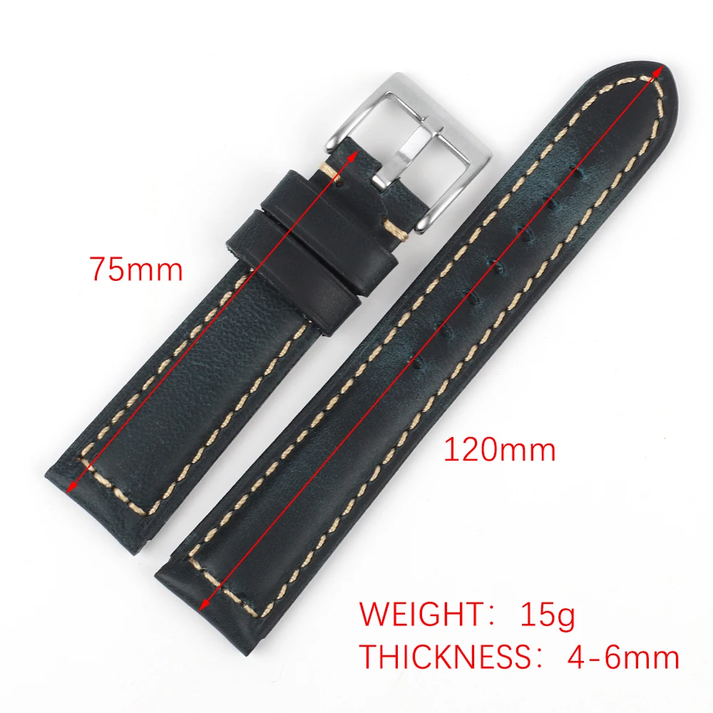 Onthelevel Genuine Leather Watchbadns 18mm 20mm 22mm 24mm Dark Blue Woemn Men Cowhide Watch Band Strap Watch Accessories