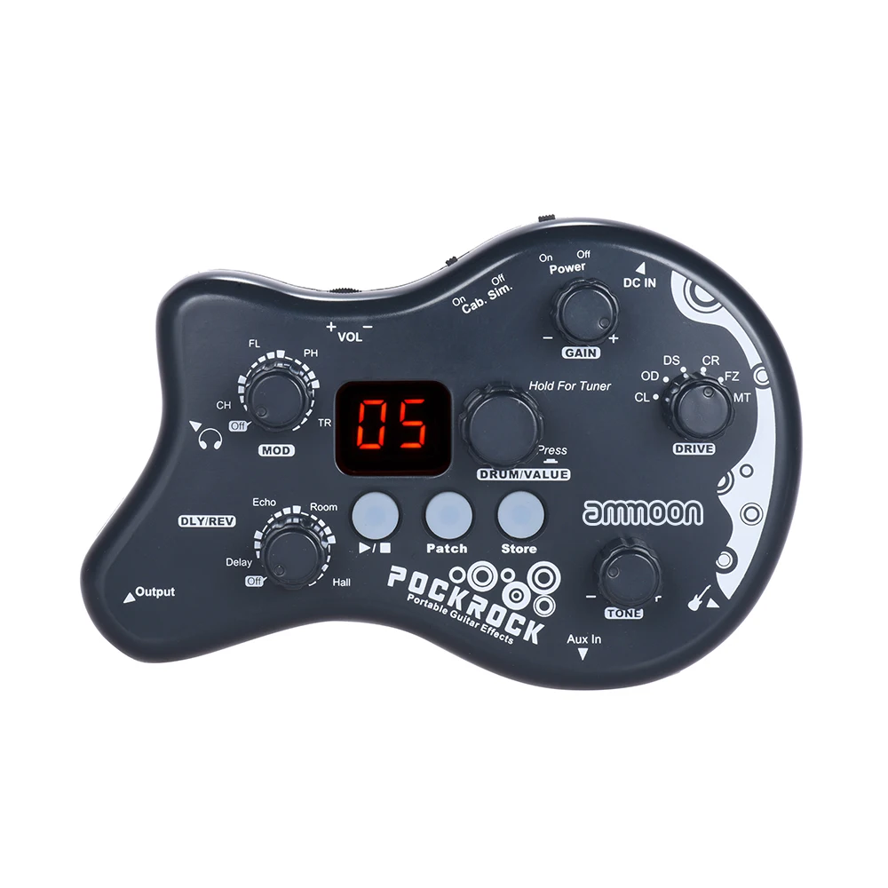 Portable Guitar Multi-effects Processor Effect Pedal 15 Effect Types 40 Drum Rhythms Tuning Function with Power Adapter