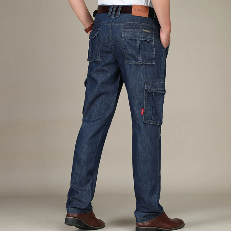 Straight Baggy Cargo Pants for Men Casual Denim Trousers Oversized Jeans