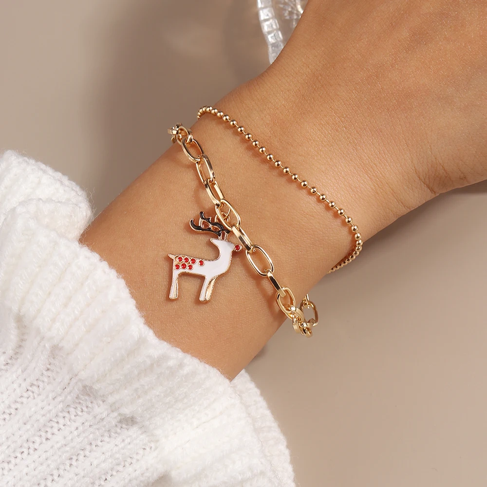 Aihua Modische Weihnachtsarmbänder Neujahr Weihnachtsbaum Glocke Rentier Santa Schneeflocke Armbänder für Frauen Modeschmuck Geschenke – Detail 25
