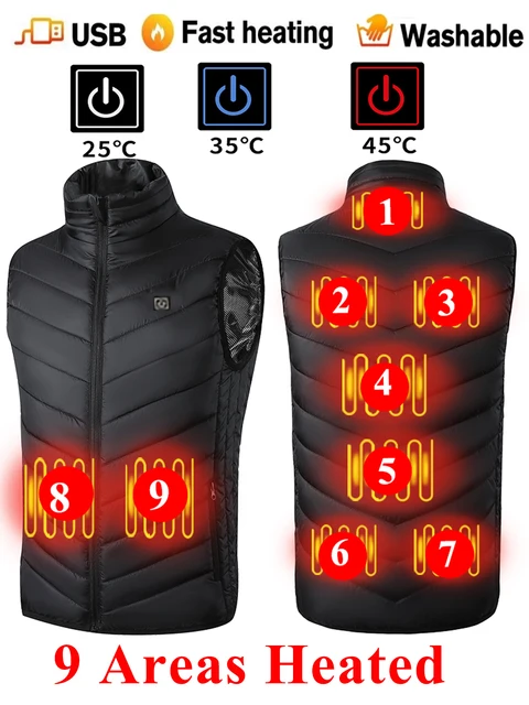 9 Heated Vest Zones Electric Heated Jackets Men Women Sportswear Heated Vest Bodywarmer Usb Inner Heat Vest Veste For Camping 2
