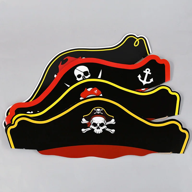 Description Picture 3 of item3Pcs Pirate Captain Felt Hat Pirates Skull Cap Halloween Party Cosplay Props Hat Children Birthday Party Decor Supply Photo Prop