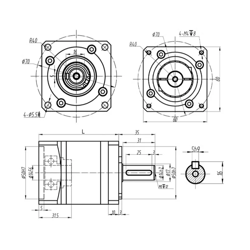 Planetary Reducer Gearbox SPLF60 Suitable For 60 Servo Motor 200w 400w 600w Gear Ratio 4/5/7/10 Max 25N.m &le;10 arcmin input 14mm