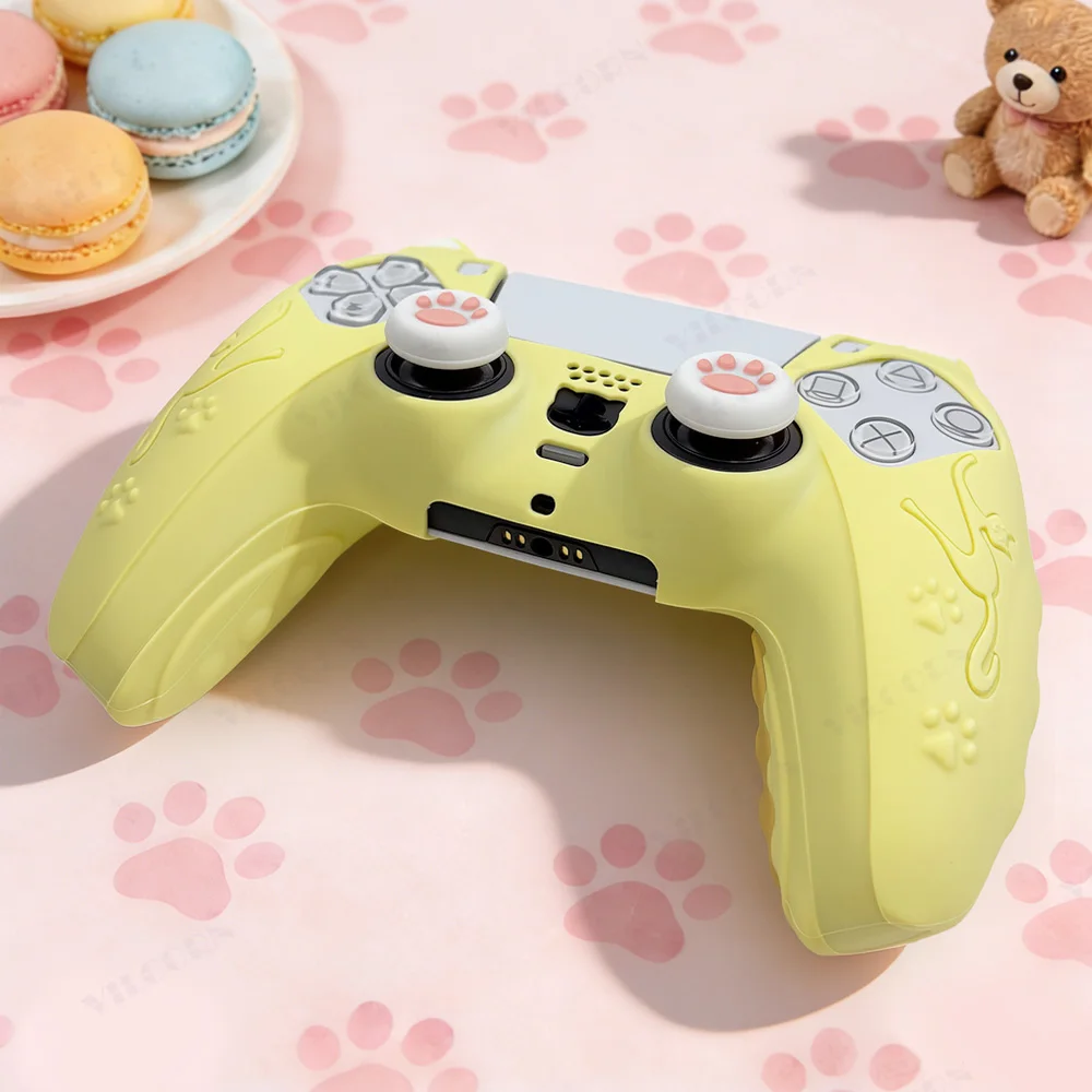 Cat Paw Protective Silicone Cover with Thumb Grip Caps