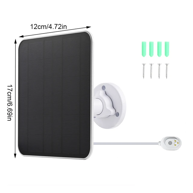 10W Solar Panel with Charging Cable Monocrystalline Solar Panel Charger IP65 Waterproof for Arlo Ultra/Ultra 2/Pro 3/Pro 4/Pro 3 5
