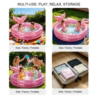 Piscine gonflable rose sirène pour enfants, piscine ronde pour jeux aquatiques, piscine à balles pour l'intérieur, l'extérieur, la cour, l'été 5