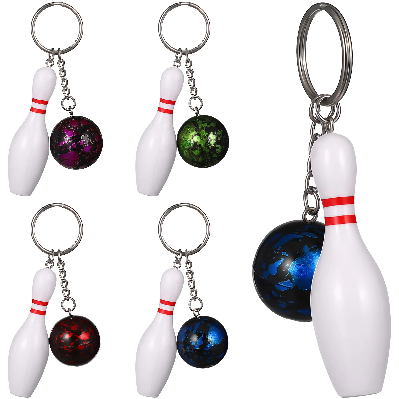 

10 Pcs Key Fob Bowling Keychain Accessories Pendant Holder Pin Lanyard Hanging Keychains Rings Man