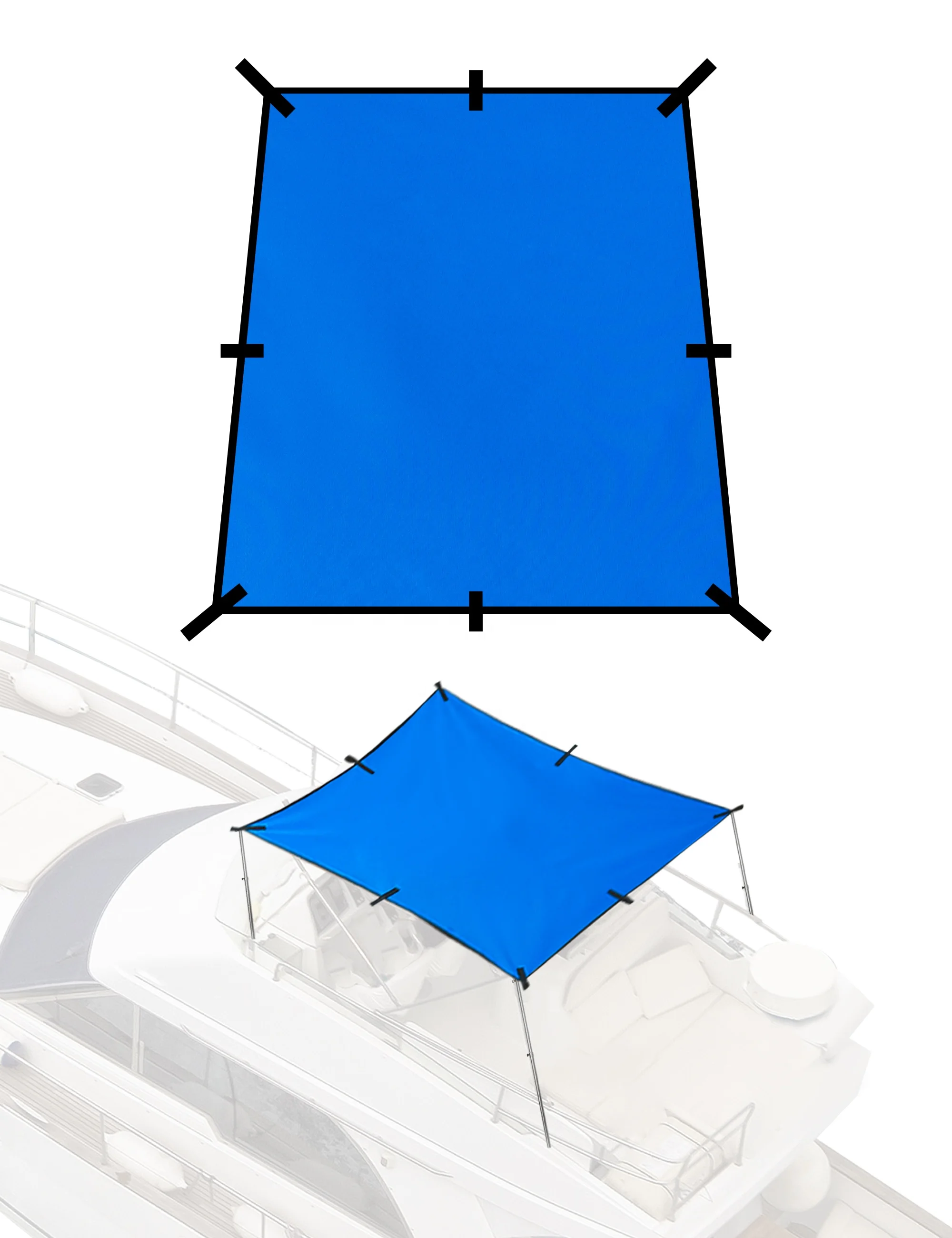 Sunshade for Fishing Boat Shade Canopy Waterproof Durable 1200D Polyester Sun Shade Foldable Boat Umbrella for Sun Protection