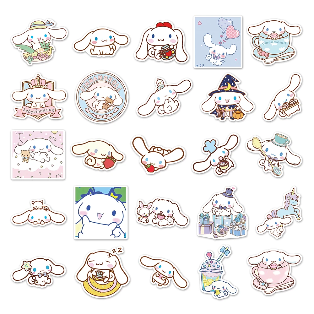 10/30/50PCS Funny Cinnamoroll Stickers Cartoon Cute Kids Toy Decals PVC DIY Luggage Stationary Wall Car Travel Sticker Wholesale 5