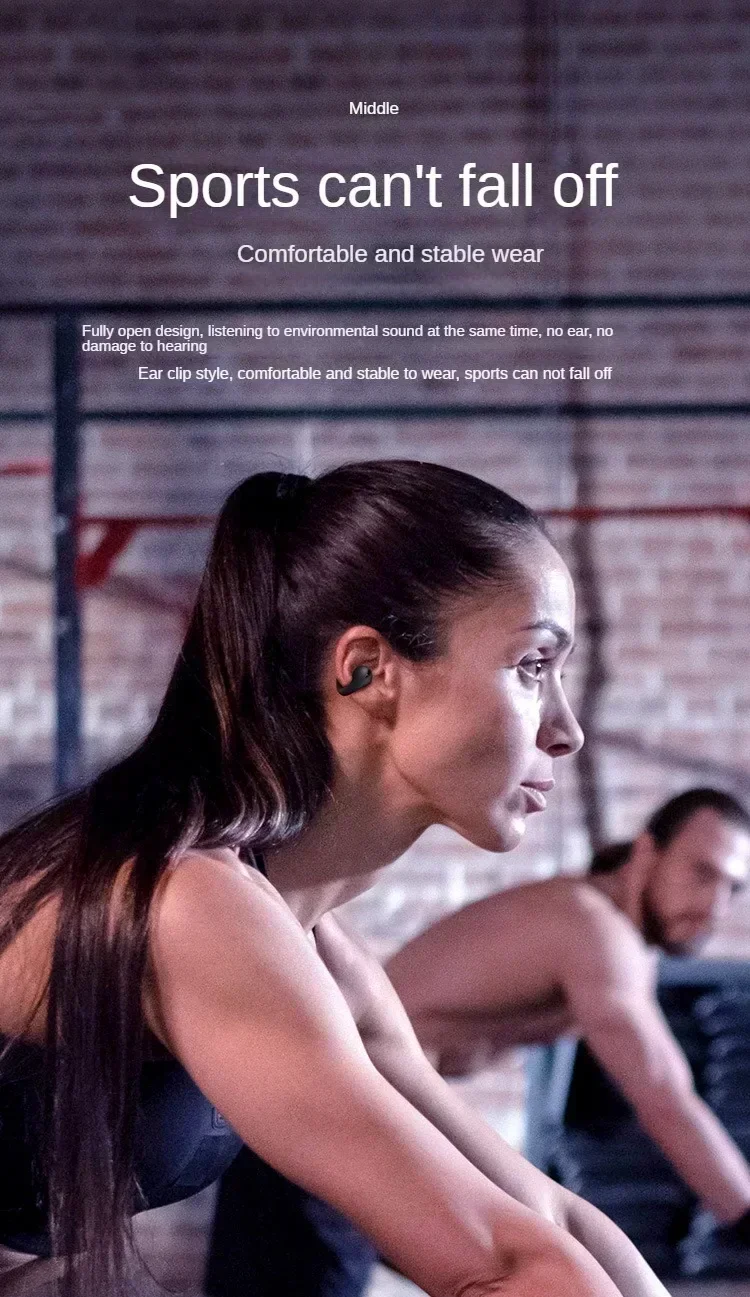 Description Picture 6 of itemNEW Bluetooth 5.3 Wireless Bone Conduction Headphones T75 Clip Ear Music Noise Canceling Headset HD Call Sports Gaming Earphone