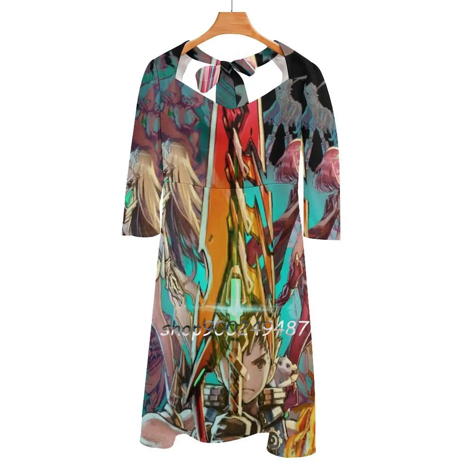 Xenoblade Chronicles™Abito Con Scollo Quadrato A 2 Squadre Abiti Con Stampa Allentata Carina Elegante Abito Da Festa In Spiaggia Xenoblade Chairs 2