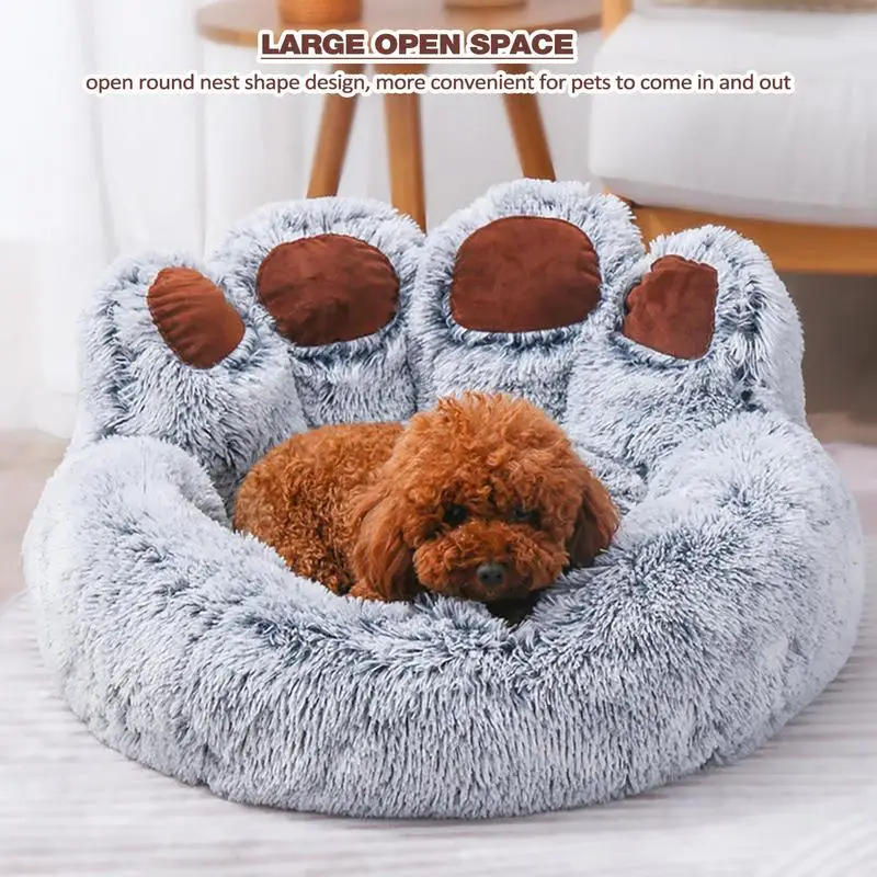 

Cozy Dog Bed Anti Slip Paw Shape Fluffy Couch With Removable Inner Pad Animal Beds For Pet Store Living Room Bedroom Home