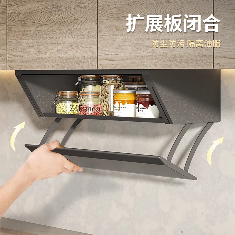 Kitchen Shelf Double-layer Cabinet Storage Hanging Cabinet Pull-down Hanger Bowl Rack Pull Basket