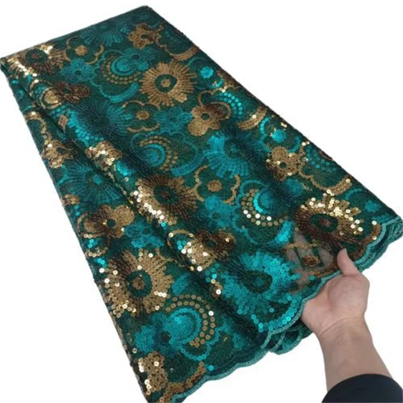 

Green/Gold Sequins Tulle Lace Green African Sequence Lace Fabric with Sequins High Quality Nigerian French Mesh Net Lace Fabric