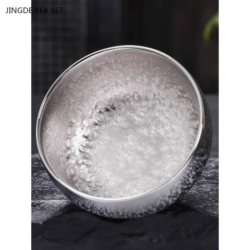 120ml High-grade Silver-plated Ceramic Tea Cup Handmade Zen Master Cup Custom Portable Beauty Teacup Chinese Tea Accessories