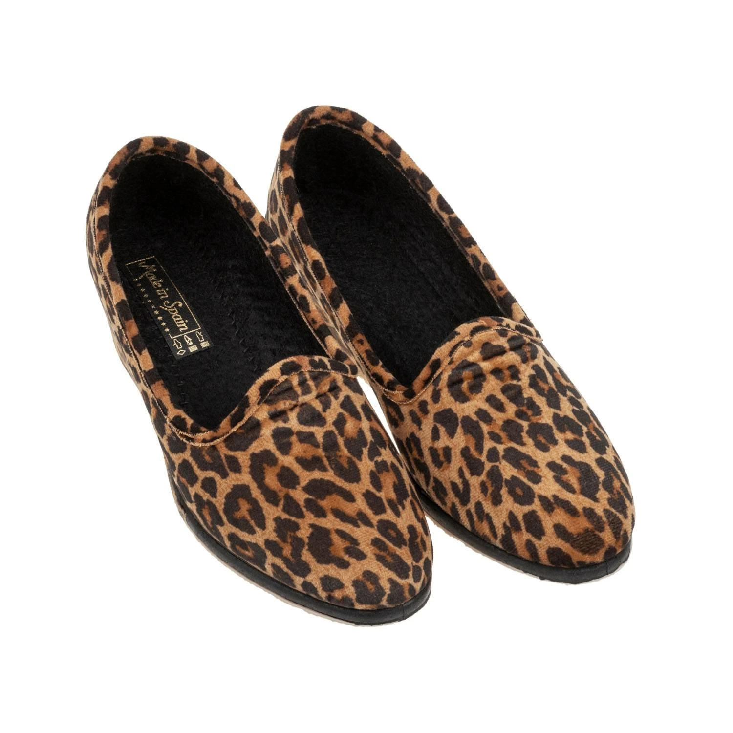 Zapatillas de Estar por Casa para Mujer Cerrada con Cuña Estampado Leopardo Made in Spain pantuflas cerradas para mujeres animal print leopardos Amarillo y negro Moda Cuña alta Temporada Invierno|Zapatillas| -