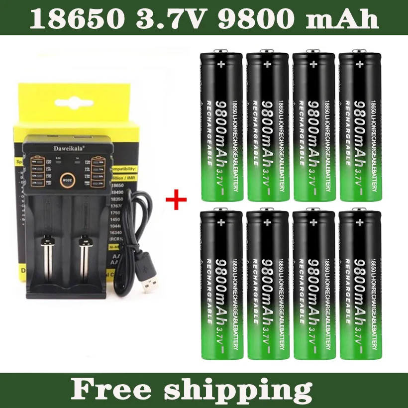 2 Batteries Lithium-ion Rechargeables 8800mah 3.7v Led Torches