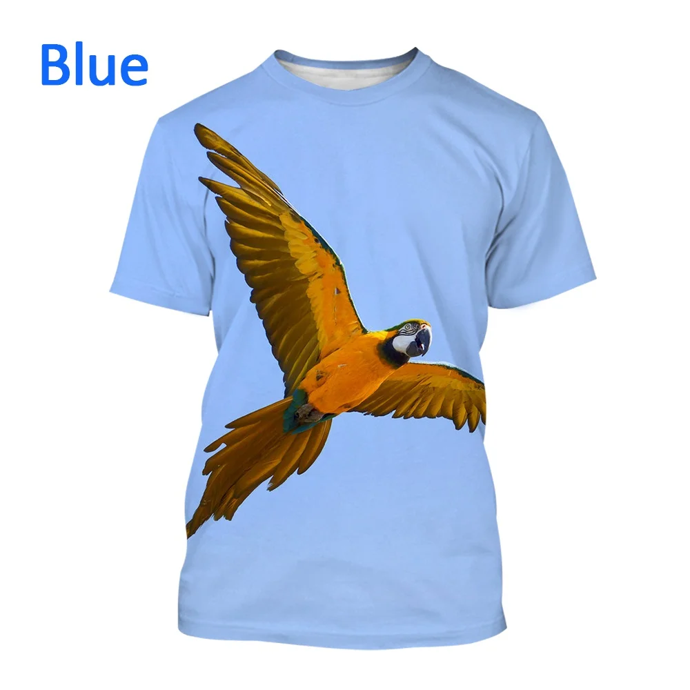 

2022 Summer Men Casual 3D Printed Parrot T-shirt Flower Tees Hip Hop Tee Brid Cool Tops
