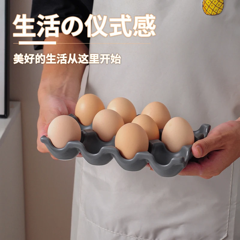 6 Grid/12 Grid Egg Storage Tray Ceramic Tableware Kitchen Egg Grid Refrigerator Egg Rack Household Kitchen Storage Supplies 5