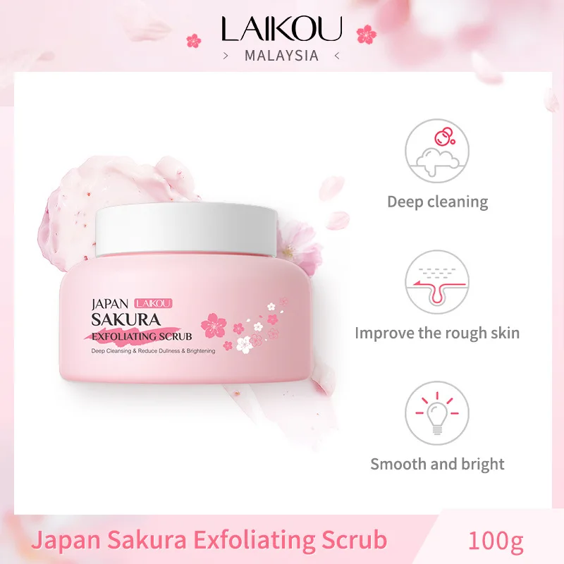 Facial Exfoliant LAIKOU Sakura Peeling Exfoliating Scrub 100g