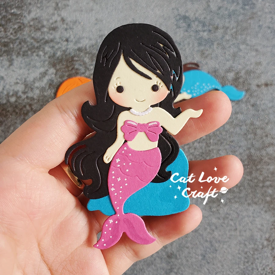 Catlove 인어 금속 절단 다이 스크랩북 금형 칼 스텐실 다이 컷 카드 만들기 DIY 공예 엠보싱 2022 년 새로운 다이