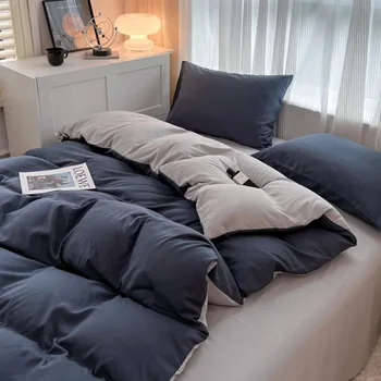 Ensemble de quatre pièces de couleur unie, feuilles assorties pour un usage domestique, confortables, respectueuses de la peau et respirantes, nouvelle collection 2025 1