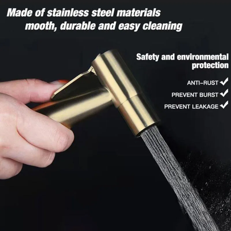 Description Picture 4 of itemStainless steel Gold color Toilet Bidet Spray gun wc shower head Sprayer set Douche protable T valve self cleaning Kit Bathroom